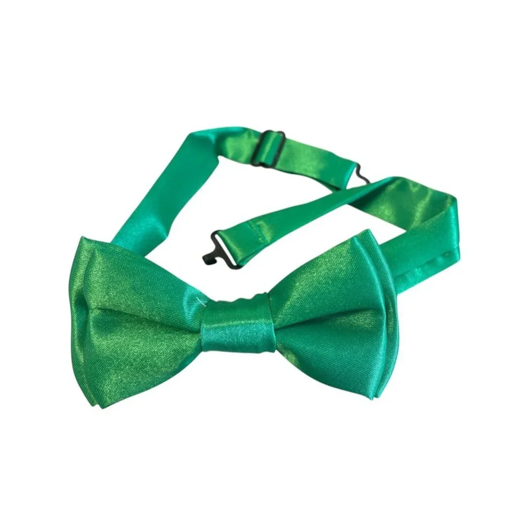 Boy's Green Adjustable Satin Bow Tie In Gift Box